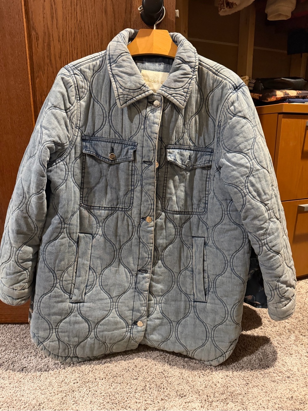 Madden Girl Quilted Light Blue Denim Jacket